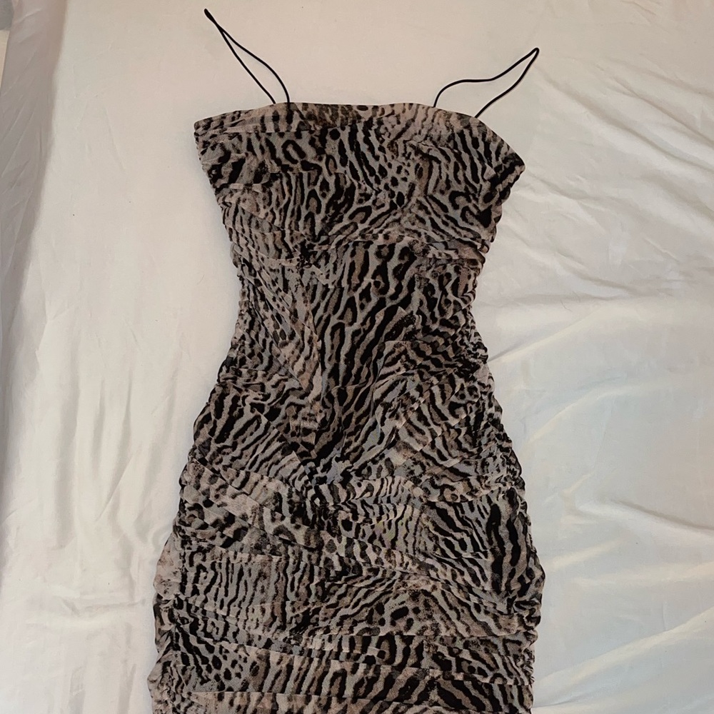 Black and brown leopard midi dress